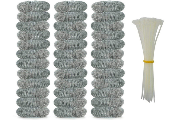 2 * 6 سم 7.5 جرام كرة تنظيف من الفولاذ المقاوم للصدأ / منظف المطبخ المعدني الفضي